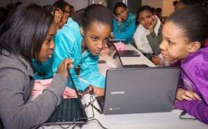 Girls at Google's Made with Code Event
