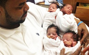 Carlos Morales with quadruplets
