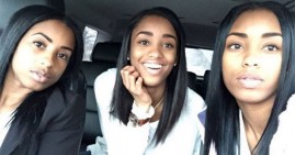 Kaylan Mahomes with her mom and her twin