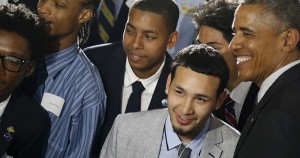President Obama with college students
