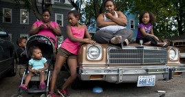 Poor African American family