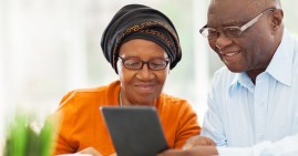 Low income family with tablet