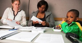 Low income family getting a free tax preparation