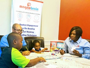 Black family playing Magnobrain game