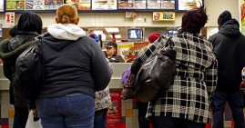 African Americans eating fast food