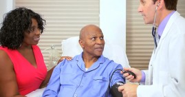Black man in hospital with high blood pressure