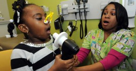 Black child with asthma