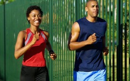 Black couple jogging