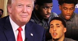 President Donald Trump with UCLA basketball players