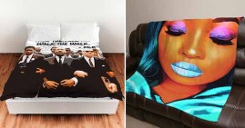 Sofy Decor's Black art pillows and blankets