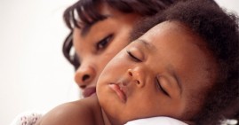 Black mother and child facing depression