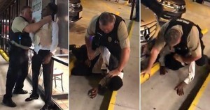 Police officer chocking Black man outside Waffle House