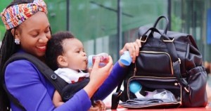 Baby diaper bag disguised as handbag