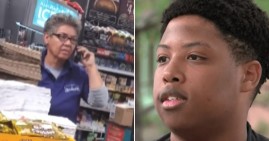 Jordan McDowell and the woman who racially profiled him in a grocery store