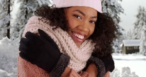 African American woman in winter coat