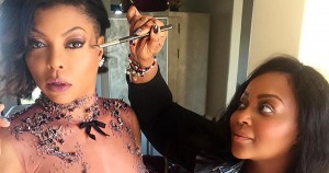 Black celebrity makeup artist helping Taraji P. Henson get ready