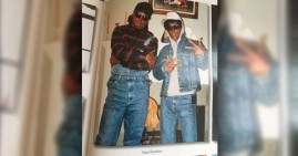 A yearbook picture of Don Stone and Frankie Caruso wearing blackface