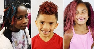Black children wearing hair color