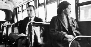Rosa Parks sitting on the bus