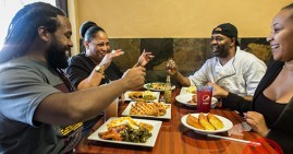 African Americans eating soul food