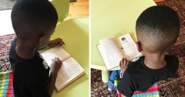 Author Andrea Stephenson's 3-year old reading