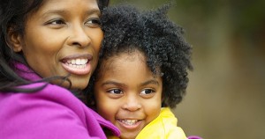 Black mother with son