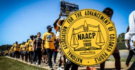 NAACP members marching