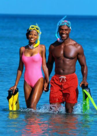 African American couple on vacation cruise