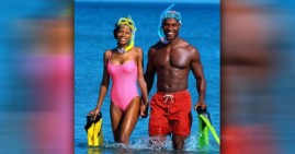 African American couple on vacation cruise
