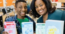 6th grade author Connor Benjamin Littlejohn and his mom, Amanda