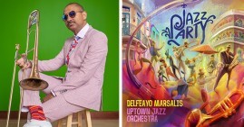 Delfeayo Marsalis with album cover for Jazz Party