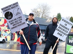 Members of Black Excellence in Cannibus protesting