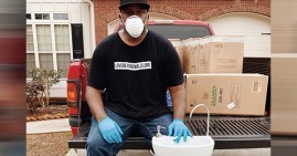 Terence Lester, creator of portable hand washing stations for the homeless