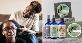 Black father fixing his daughter's hair