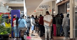 Black teens in line to buy Air Jordan sneakers