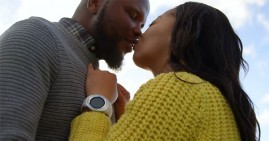 African American couple being romantic