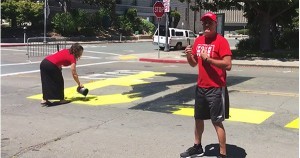 White couple vandalizing Black Lives Matter mural in California