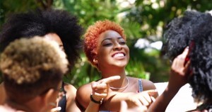 African American woman having fun