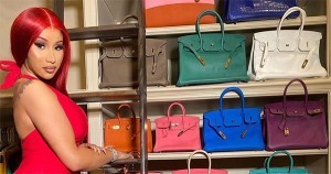 Cardi B with her Birkin bag collection