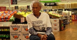 Romay Davis, 101-year old employee at grocery store