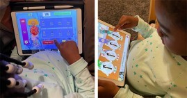 Black girls playing Sista Salon mobile video game