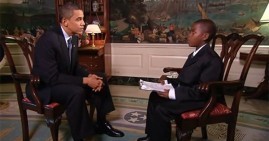 Damon Weaver interviewing President Obama