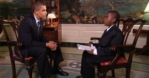 Damon Weaver interviewing President Obama