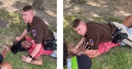 Officer Conner Martin on top of Nekia Trigg