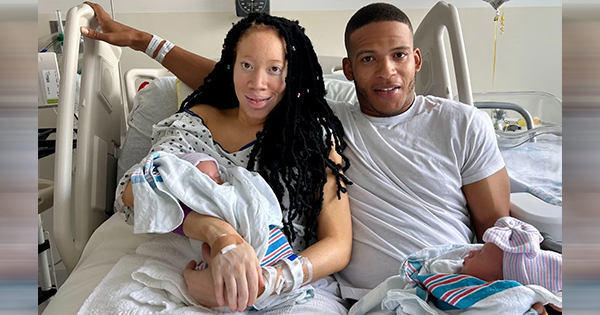Jose and Scierra Blair with newborn twins