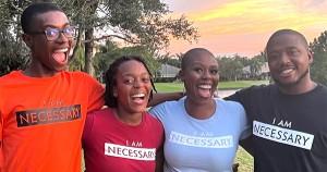 Natalie Fikes with her son and mentees