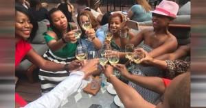 Black women at Wine Crawl event