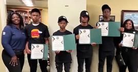 Mom, her son, and his friends working at Burger King