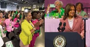 Kamala Harris speaking at the AKA convention in Dallas
