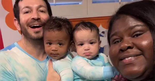 Gabourey Sidibe with her husband Brandon and twin babies